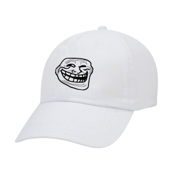 Troll face, Καπέλο Ενηλίκων Baseball Λευκό 5-φύλλο (POLYESTER, ΕΝΗΛΙΚΩΝ, UNISEX, ONE SIZE)