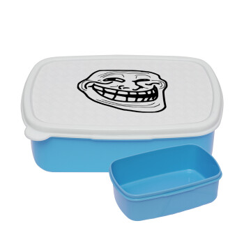 Troll face, ΜΠΛΕ παιδικό δοχείο φαγητού (lunchbox) πλαστικό (BPA-FREE) Lunch Βox M18 x Π13 x Υ6cm