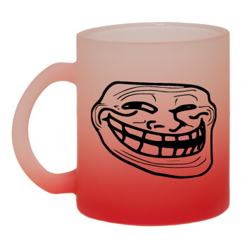 Troll face, Κούπα γυάλινη δίχρωμη με βάση το κόκκινο ματ, 330ml