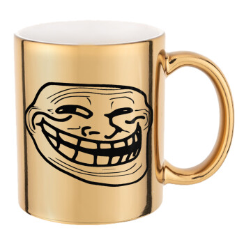 Troll face, Mug ceramic, gold mirror, 330ml