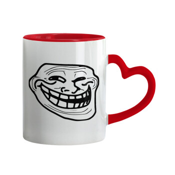 Troll face, Mug heart red handle, ceramic, 330ml