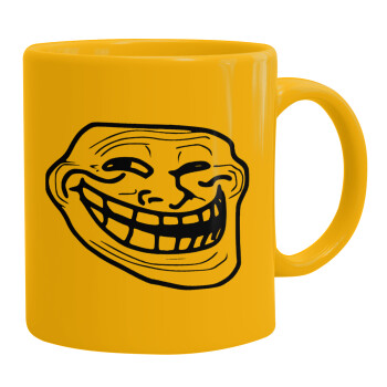 Troll face, Κούπα, κεραμική κίτρινη, 330ml (1 τεμάχιο)