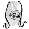 Backpack pouch GYMBAG white, with pocket (40x48cm) & thick cords