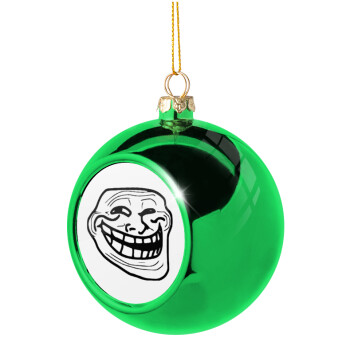 Troll face, Χριστουγεννιάτικη μπάλα δένδρου Πράσινη 8cm