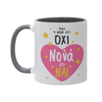 Η νονά λέει ναι!!!, Mug colored grey, ceramic, 330ml