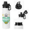 Metal water bottle with safety cap, aluminum 850ml