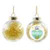 Transparent Christmas tree ball ornament with gold filling 8cm