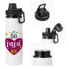 Metal water bottle with safety cap, aluminum 850ml