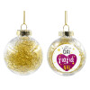 Transparent Christmas tree ball ornament with gold filling 8cm