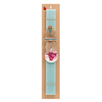 Flying Dyno, Easter Set, wooden keychain & aromatic flat Easter candle (30cm) (TURQUOISE)