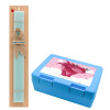 Easter Set, children's snack container BLUE & Easter aromatic flat candle (30cm) (TURQUOISE)