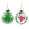 Transparent Christmas tree ball ornament with green filling 8cm