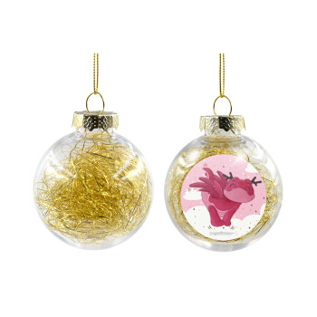 Flying Dyno, Transparent Christmas tree ball ornament with gold filling 8cm