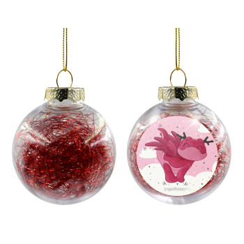 Flying Dyno, Transparent Christmas tree ball ornament with red filling 8cm