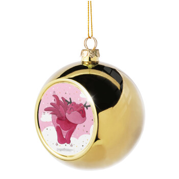 Flying Dyno, Golden Christmas tree ball ornament 8cm