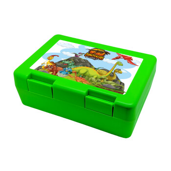 Dinosaur's world, Children's cookie container GREEN 185x128x65mm (BPA free plastic)
