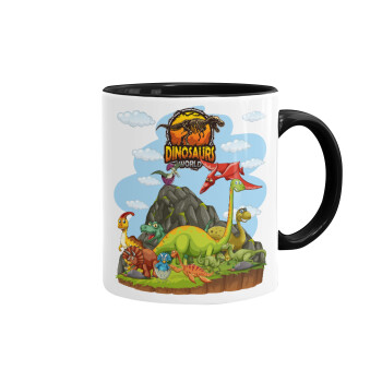 Dinosaur's world, Mug colored black, ceramic, 330ml