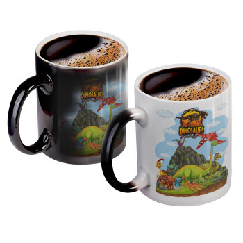 Dinosaur's world, Color changing magic Mug, ceramic, 330ml when adding hot liquid inside, the black colour desappears (1 pcs)