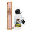 Easter Set, metallic aluminum bottle (500ml) & aromatic flat Easter candle (30cm) (PINK)