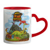 Mug heart red handle, ceramic, 330ml