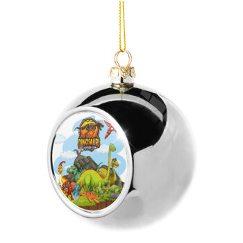 Dinosaur's world, Silver 8cm Christmas tree ball ornament