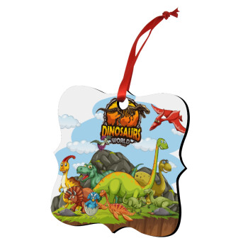 Dinosaur's world, Christmas ornament polygon wooden 7.5cm