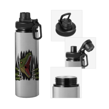 Dinosaur scratch, Metallic water bottle with safety cap, 850ml aluminum