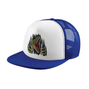 Dinosaur scratch, Child's Soft Trucker Hat with Blue/White Mesh (POLYESTER, CHILD, ONE SIZE)