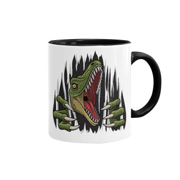 Dinosaur scratch, Mug colored black, ceramic, 330ml