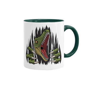 Dinosaur scratch, Mug colored green, ceramic, 330ml