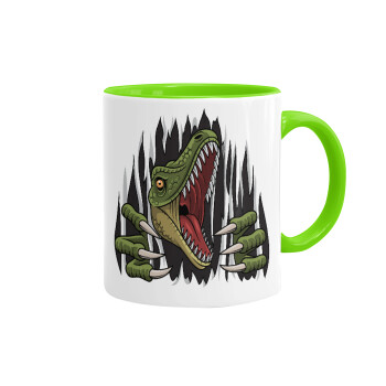 Dinosaur scratch, Mug colored light green, ceramic, 330ml