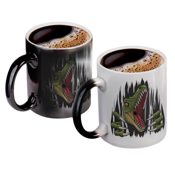 Dinosaur scratch, Color changing magic Mug, ceramic, 330ml when adding hot liquid inside, the black colour desappears (1 pcs)