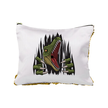 Dinosaur scratch, Sequin Gold Pouch Cosmetic Bag