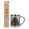 Easter Set, metallic thermal cup (300ml) & Easter aromatic flat candle (30cm) (GRAY)