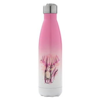 Ballerina shoes, Metal mug thermos Pink/White (Stainless steel), double wall, 500ml