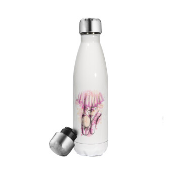 Ballerina shoes, Metal mug thermos White (Stainless steel), double wall, 500ml