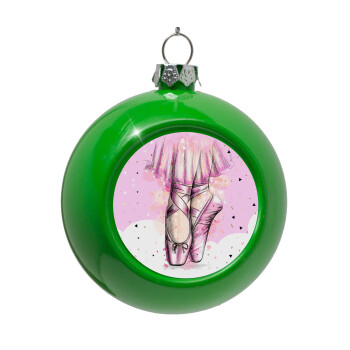 Ballerina shoes, Green Christmas tree ornament bauble 8cm