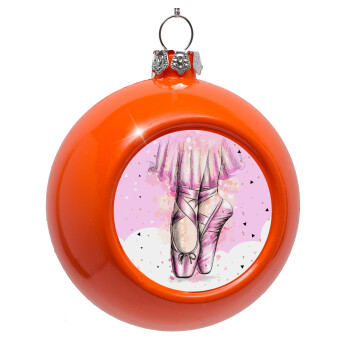 Ballerina shoes, Orange Christmas tree ornament bauble 8cm