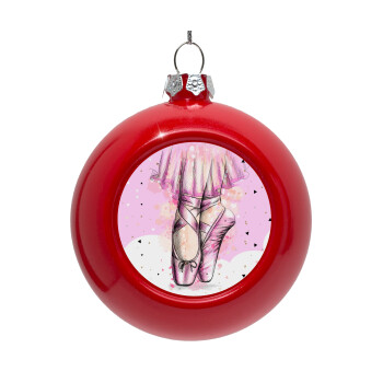 Ballerina shoes, Red Christmas tree ornament bauble 8cm