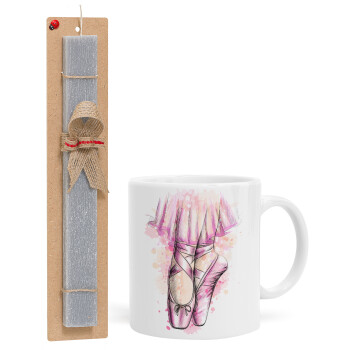 Ballerina shoes, Easter Set, Ceramic Cup (330ml) & Easter aromatic flat candle (30cm) (GRAY)