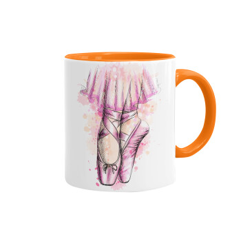 Ballerina shoes, Mug colored orange, ceramic, 330ml