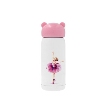 Ballerina watercolor, Pink stainless steel thermal flask, 320ml