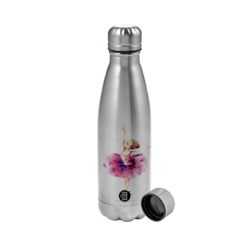 Ballerina watercolor, Metallic water bottle, stainless steel, 750ml