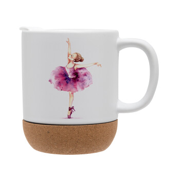 Ballerina watercolor, Ceramic coffee mug Cork (MAT), 330ml (1pcs)