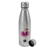 Metallic water bottle, stainless steel, 750ml