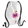 Backpack pouch GYMBAG white, with pocket (40x48cm) & thick cords