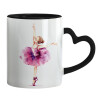 Mug heart black handle, ceramic, 330ml