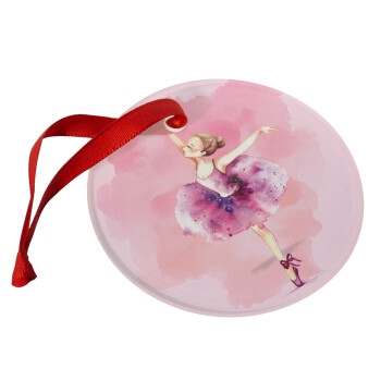 Ballerina watercolor, Christmas ornament glass 9cm