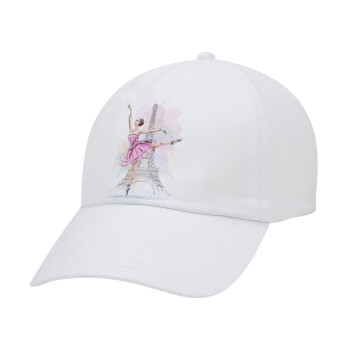 Ballerina in Paris, Adult Baseball Cap White 5-panel (POLYESTER, ADULT, UNISEX, ONE SIZE)