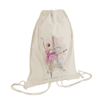 Ballerina in Paris, Backpack bag GYMBAG natural (28x40cm)